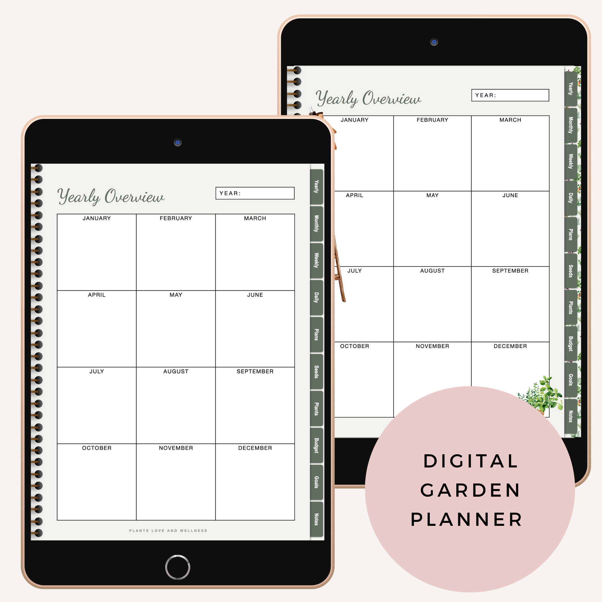 Digital Garden Planner – Illustrated & Minimalist Tablet Versions | Gardening Journal for GoodNotes & Notability